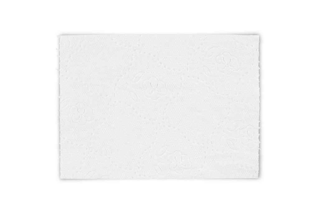 Toilettenpapier Langblatt, hochweiss, 3-lagig 250 Blatt, Semy Top, Zellstoffpapier, motivgeprägt, 9x8 Rollen