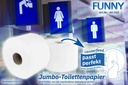 Jumbo Toilettenpapier 2 lagig, Funny, Hochweiss, Zellstoffpapier, geprägt, Spiralkern zur Innenabwicklung, 13×23 cm, 19,5 cm - Bild 2