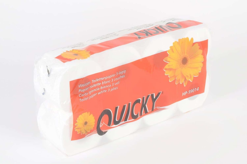 Toilettenpapier, 3-lagig, 250 Blatt, hochweiss, Zellstoffpapier, motivgeprägt, Quicky