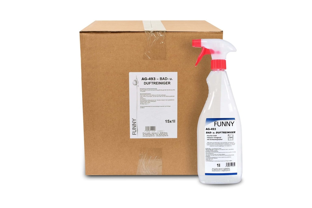 Bad- und Duftreiniger+Schäumer, 15x1 Liter Flasche, Funny, pH-Wert: <3%, VOC-Gehalt:3%,