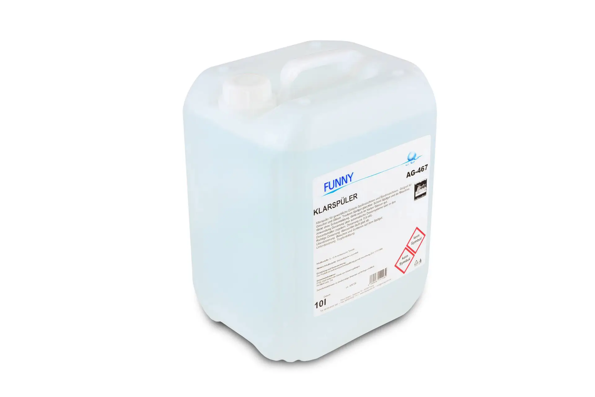 Klarspüler für Spülmaschinen, schaumarm, 10 liter Kanister, Funny, pH-Wert:7-8, 1 Kanister