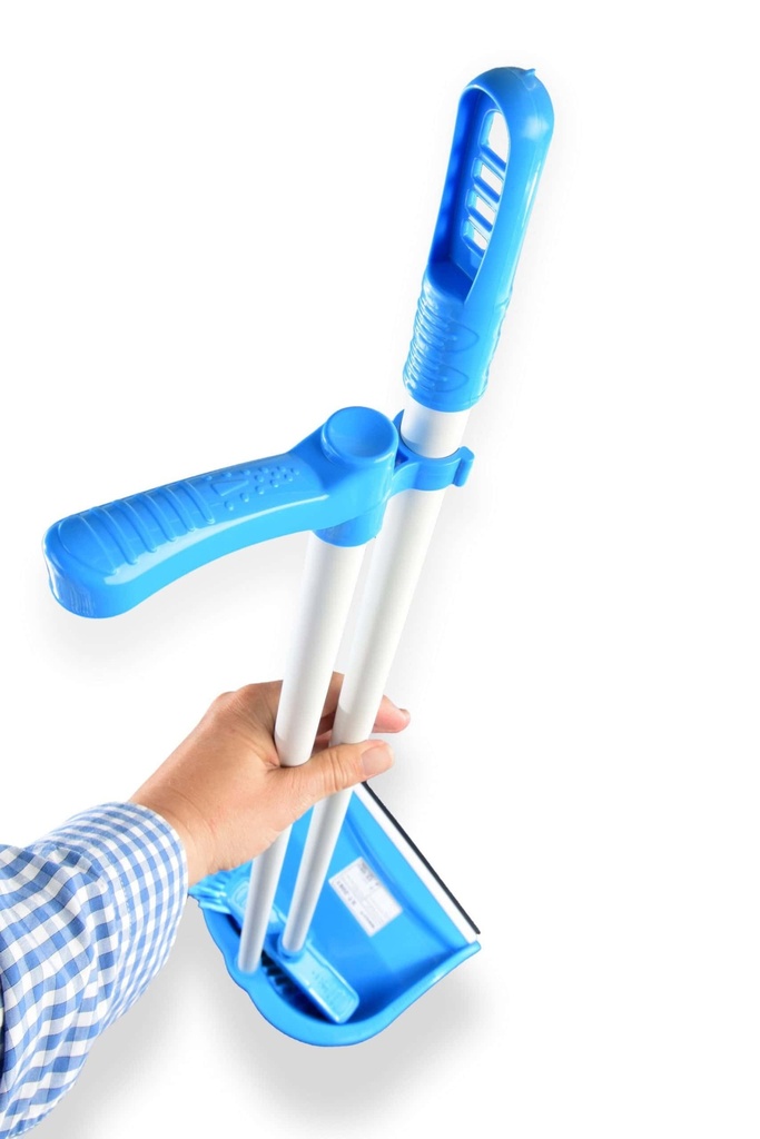 Kehrbesen und Schaufel mit langem Griff, Blau, Semy Top, Höhe ca. 100 cm, mit schwarzer Gummilippe, 1 Stück