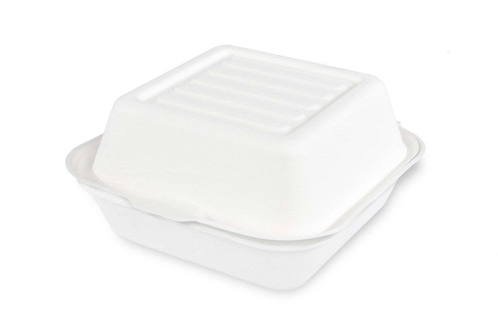 Hamburger Box, weiss aus Zuckerrohr 5 x 100 Stück / Karton