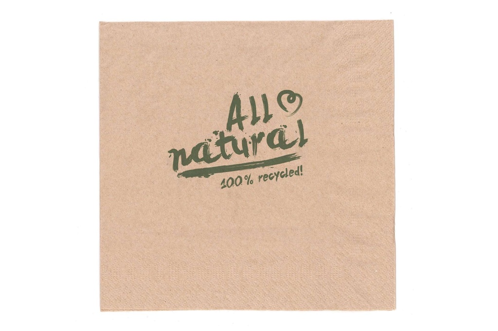 [AIO250664] Serviette  Braun  2-lagig  ALL NATURAL (1/4 Falz, 24x24cm)