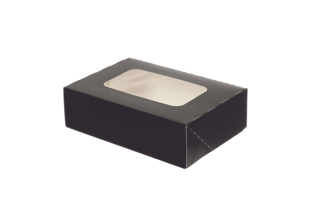 [AIO234930] Sushibox Pappe mit Sichtfenster Schwarz 160x100x50mm - 330 Stück