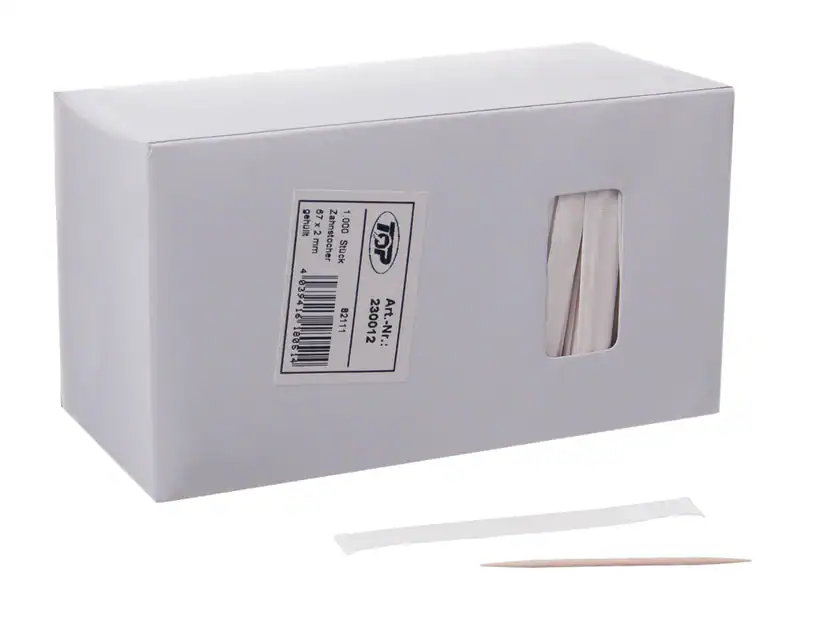 [AIO230012] Zahnstocher Holz gehüllt 67x2mm - 1000 Stück