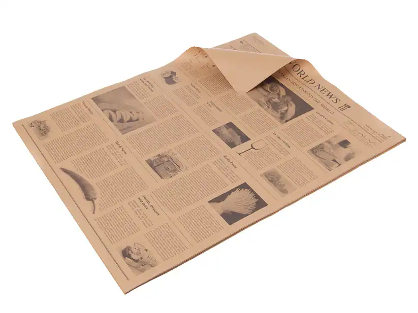 [AIO121503] Einschlagpapier Pergamentersatz Newspaper braun 1/4 38x50cm - 1000 Stück