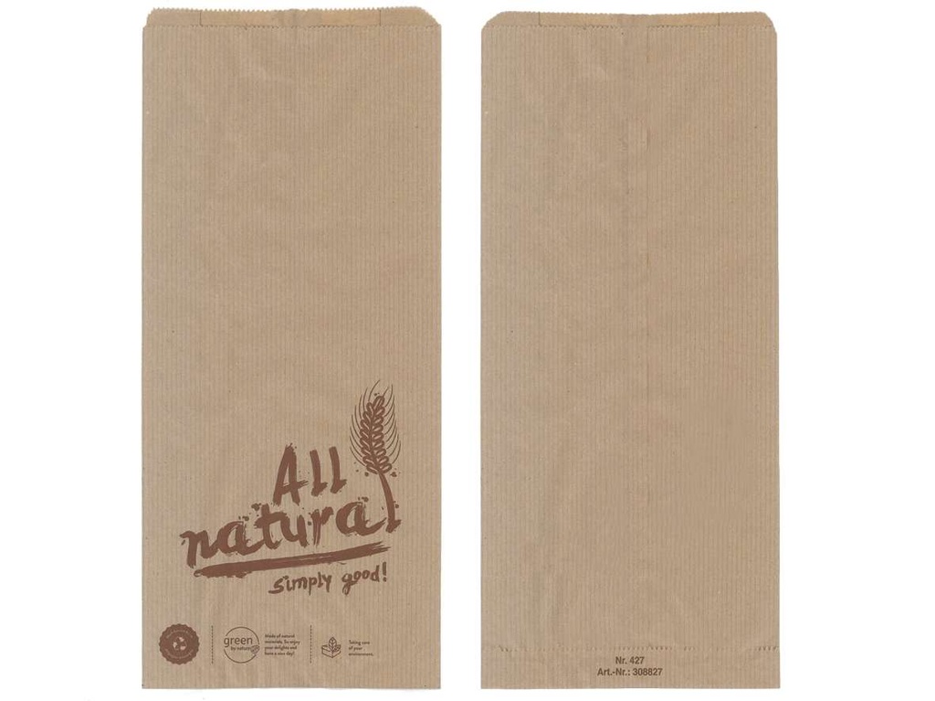 [AIO308835] Bäckerbeutel Faltenbeutel braun ALL NATURAL (12+5x25cm)