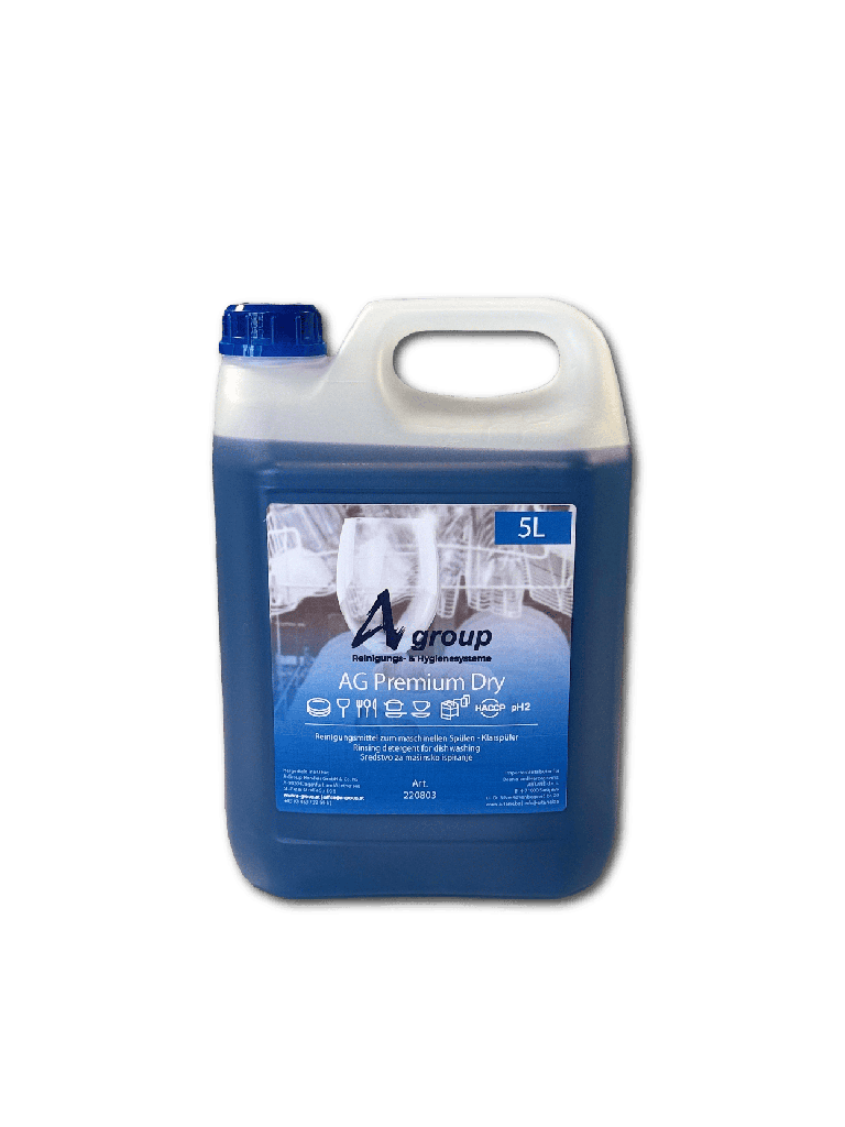 [AG-220803] AG DRY HD Premium 5 Liter, Saures Klarspülmittel für professionelle Spülmaschinen für alle Wasserhärten, Beschleunigung der Trocknung durch Zusatzstoffe