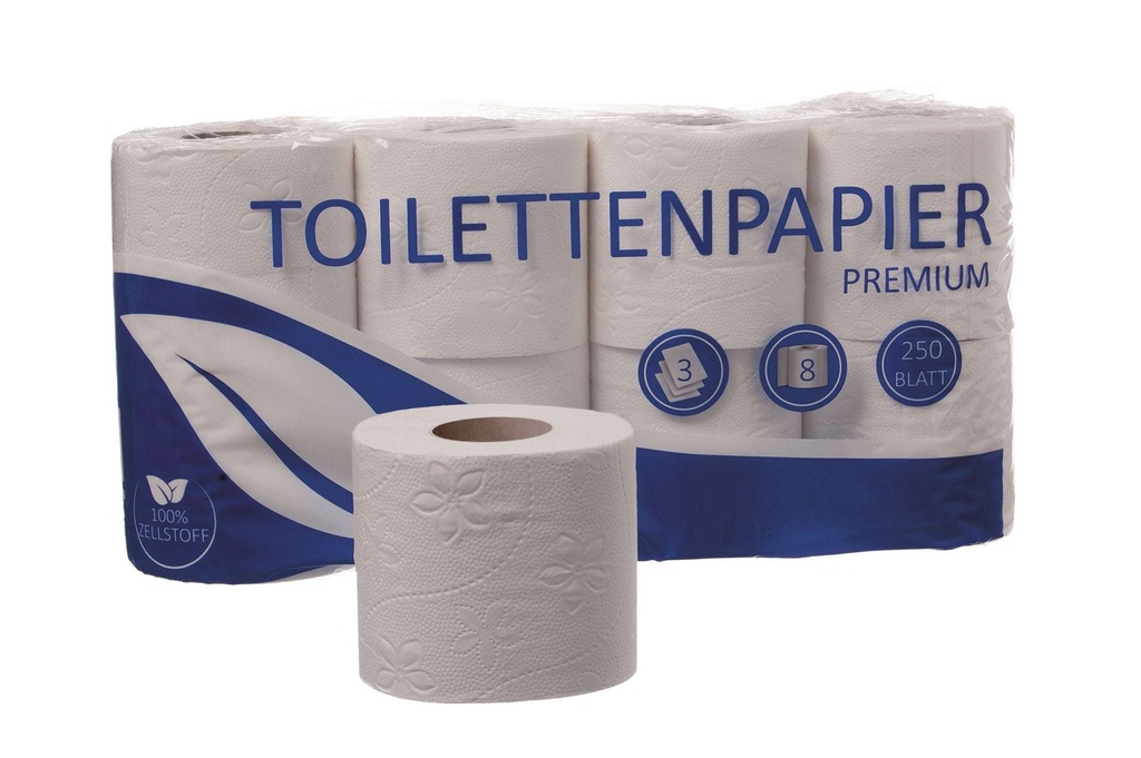 [Funny AG-014 A] Toilettenpapier 3-lagig, hochweiss 250 Blatt, Zellstoffpapier, motivgeprägt, FUNNY, 9x8 Rollen (Einzel)