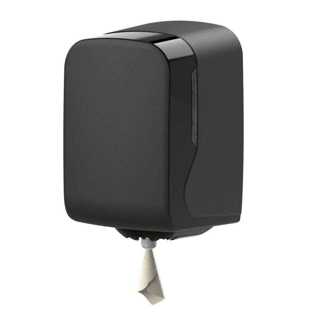 [ST-88549] Centerpull Maxi-Handtuchspender mit Adapter für Einzelblattausgabe,  Für Rollengröße 20 cm  Durchmesser x 24,5 Höhe, schwarz, Kunststoff, 225x363x215 mm, Semy Top