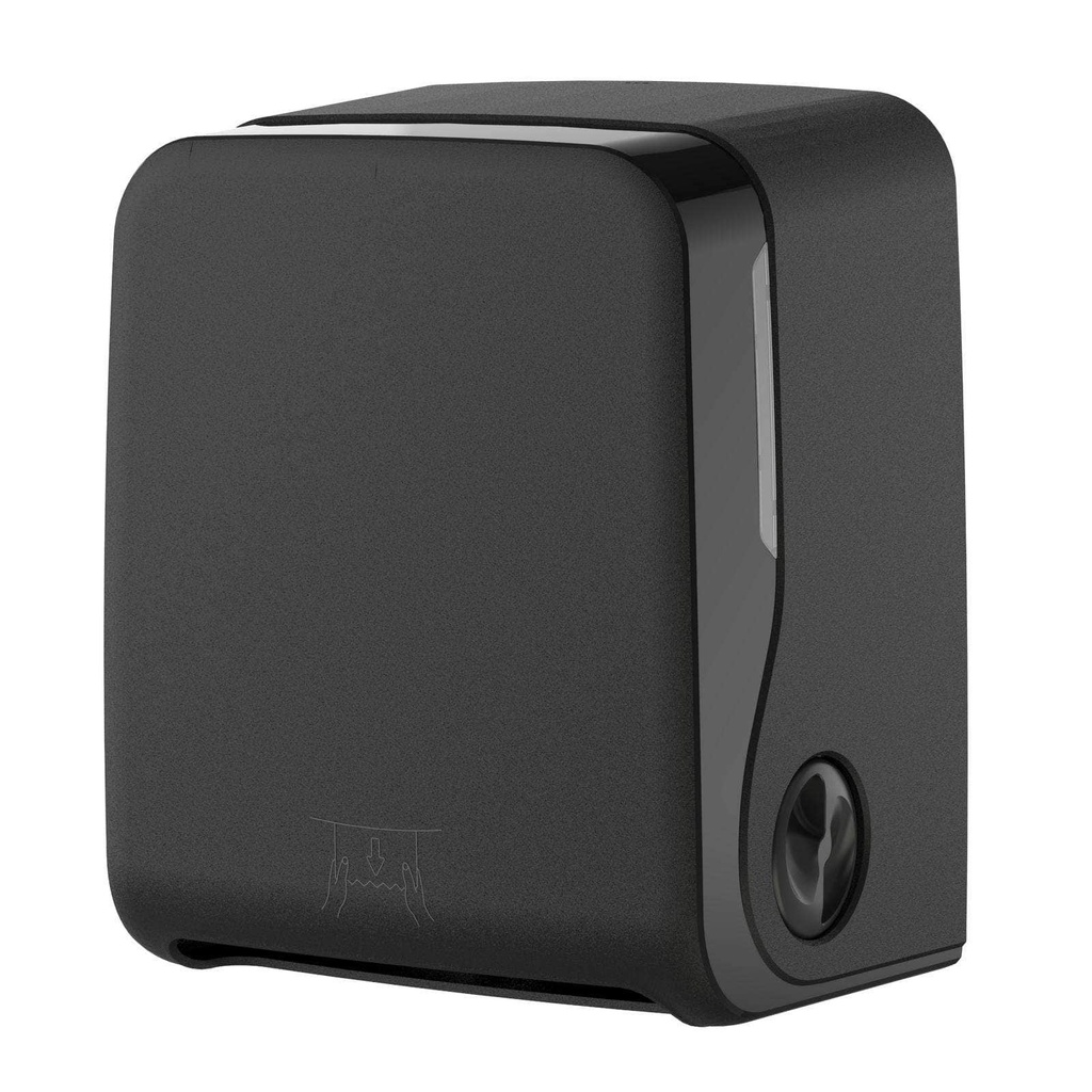 [ST-88574] Manueller Handtuchrollenspender AUTOCUT mit automatischer Blatttrennung und Adapteraufnahme, Für Rollengröße 21 cm breite, schwarz, Kunststoff, 290x363x220 mm, Semy Top