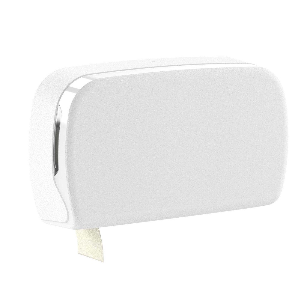 [ST-88536] Maxi Jumbo Toilettenpapierspender für 2 Jumbo Rollen mit Kontrollfenster, Für Kerngröße 45-80 mm, Für Rollengröße bis 19 cm, weiss, Kunststoff, 510x288x126 mm, Semy Top