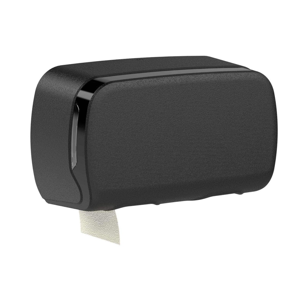 [ST-88567] Toilettenpapierspender für 2 kernlose Rollen, Rollengröße bis 13,5 cm Durchmesser, schwarz, Kunststoff, 298x170x113 mm, Semy Top