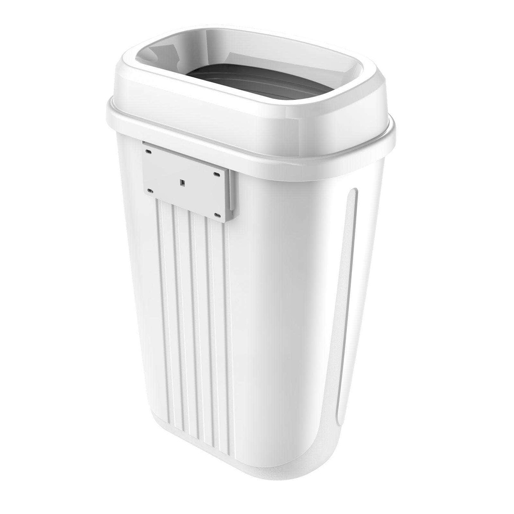 [ST-88557] Mülleimer mit Deckel und Ring zur Müllbeutelfixierung und Wandhalterung - 32 Liter, weiss, Kunststoff,  400x270x580 mm, Semy Top