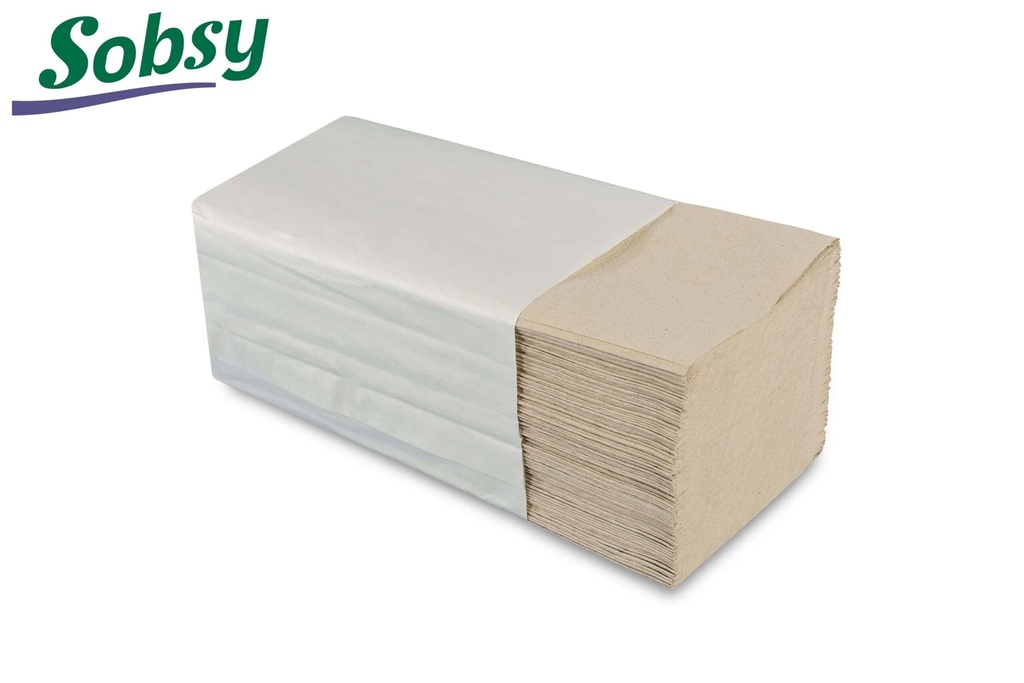 [SSY-66048.Palette] Papierhandtuch, 1-lagig, Sobsy, Recyclingpapier, natur, geprägt, 25×20 cm V-Falz, 4.000 Stück, 1 Karton (Einzel)