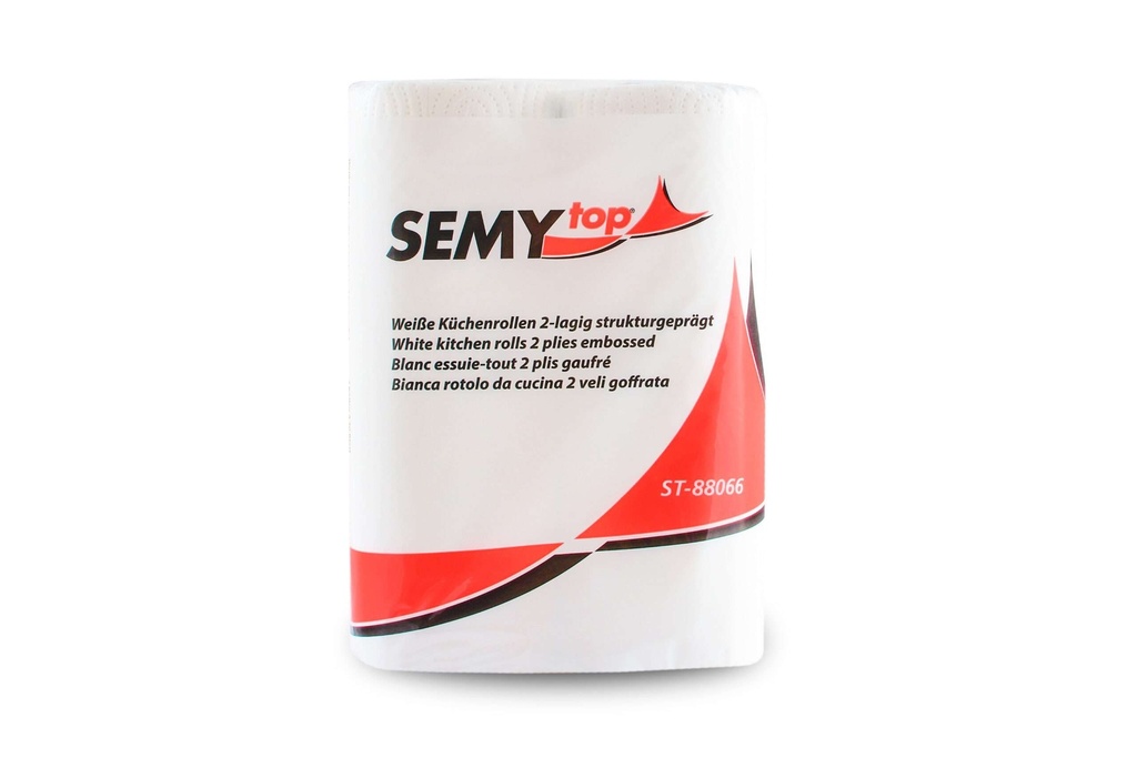 [ST-88066.Einzel] Küchenrolle, 2-lagig, Semy Top, hochweiss, 50 Blatt, Zellstoffwatte, strukturgeprägt, 26×21 cm (Einzel)