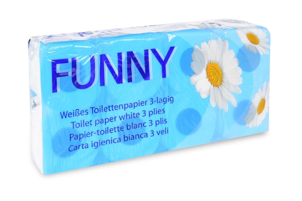 [FAG-013.Einzel] Toilettenpapier 3-lagig 150 Blatt/Rolle, Funny, hochweiss (Einzel)