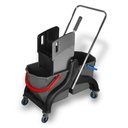 Doppelfahrwagen mit 2x25 l Eimer mit Moppresse, "BLACK EDITION" Semy Top