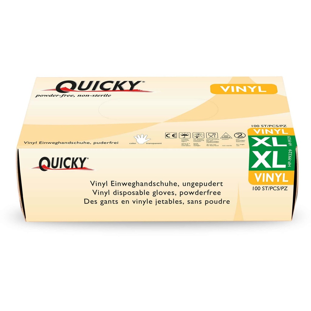 [Semy Care SC-99329] Vinyl Einweghandschuhe Grösse XL, puderfrei, Samy Care, im Spenderkarton, 10 x 100 Stk.