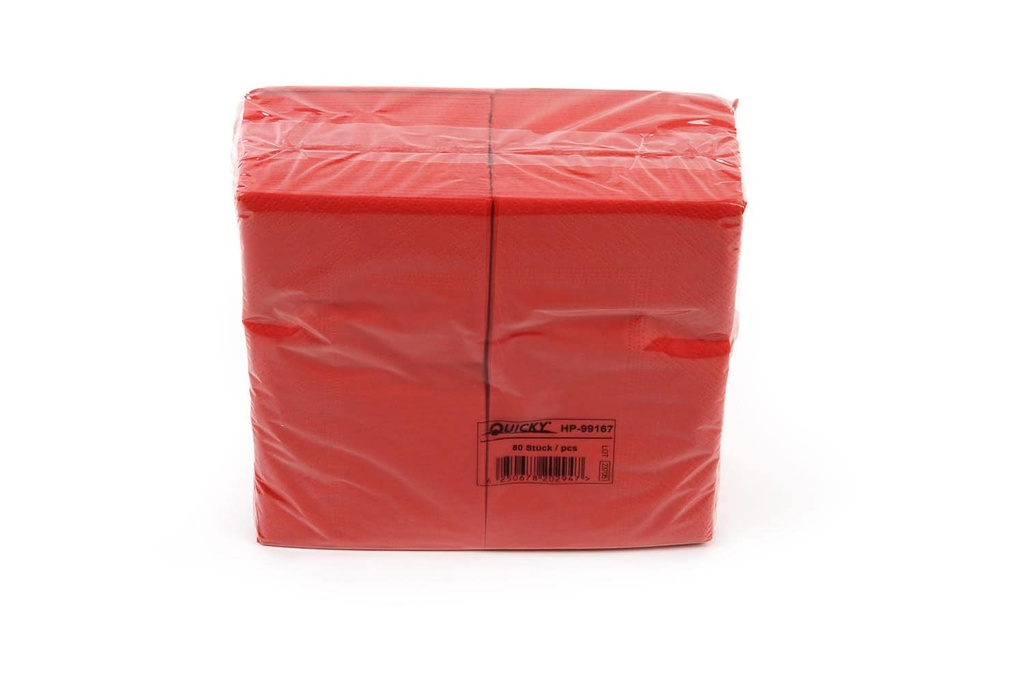 [Quicky HP-99167] Zelltuchserviette, ROT, Quicky,, 33x33 cm, 2-lagig, 1/8 Falz, 100 % Zellstoff, 16 Pack x 80 Stück, 1.280 Stück