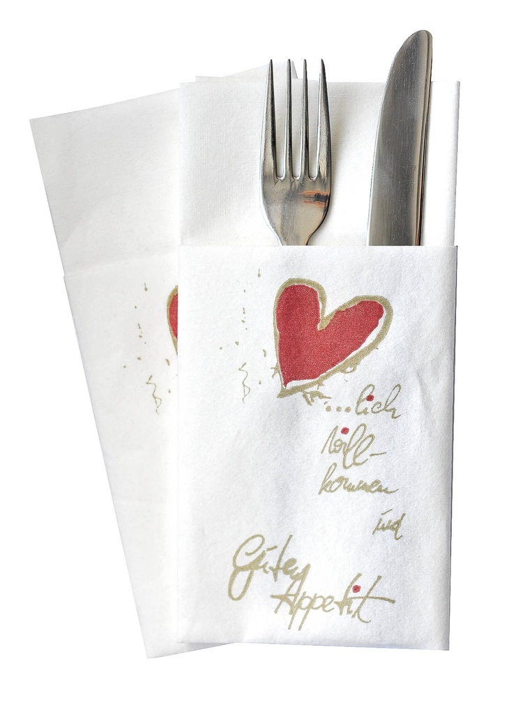 [ST-2341] AIRLAID Bestecktaschen mit Ihrem LOGO 39x40 cm, weiss, 1/8-Falz, , 1-2 farbiger Neudruck, 20.000 Stück