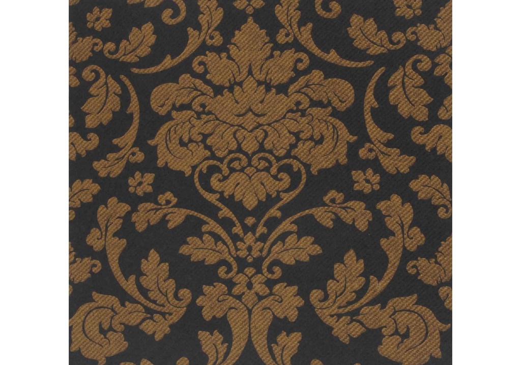 [Semy Top ST-88332-7] Airlaid-Serviette, DAUPHINE, Schwarz-Gold, 40x40 cm, 1/4 Falz, Semy Top, 800 Stück