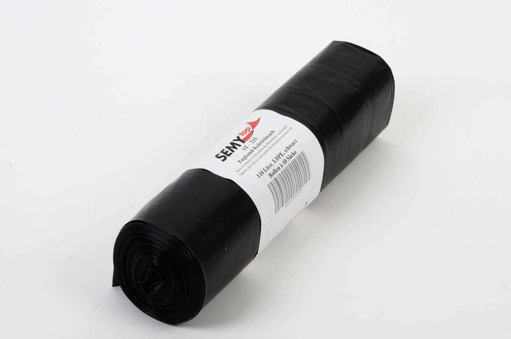 Kehrichtsack Zugband, LDPE, schwarz, 110 liter, 700x1.000mm Typ 100, 12 x 10 Rollen