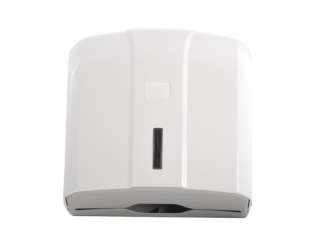 [ST-5000] Falthandtuch Spender weiss, C/V Falz für 400 Blatt, Kunststoff, weiss, 295 x 275 x 140 mm, abschließbar