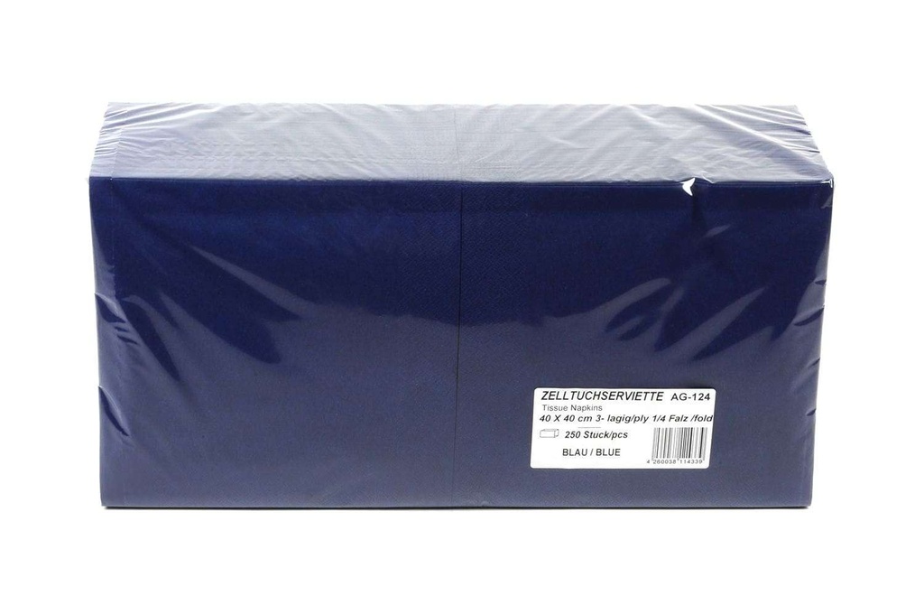 [Funny AG-124] Zelltuch-Serviette 40x40 cm, 3-lagig, 1/4 Falz, DUNKELBLAU, Funny, 1.000 Stück