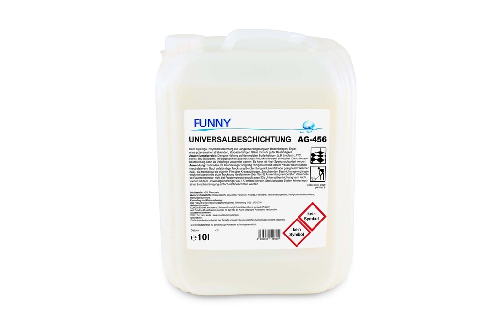 [Funny AG-456] Universalbeschichtung, Polymerbeschichtung zur Langzeitversiegelung, 10 liter, pH-Wert: 9, VOC-Gehalt 3%, Funny, 1 Kanister,