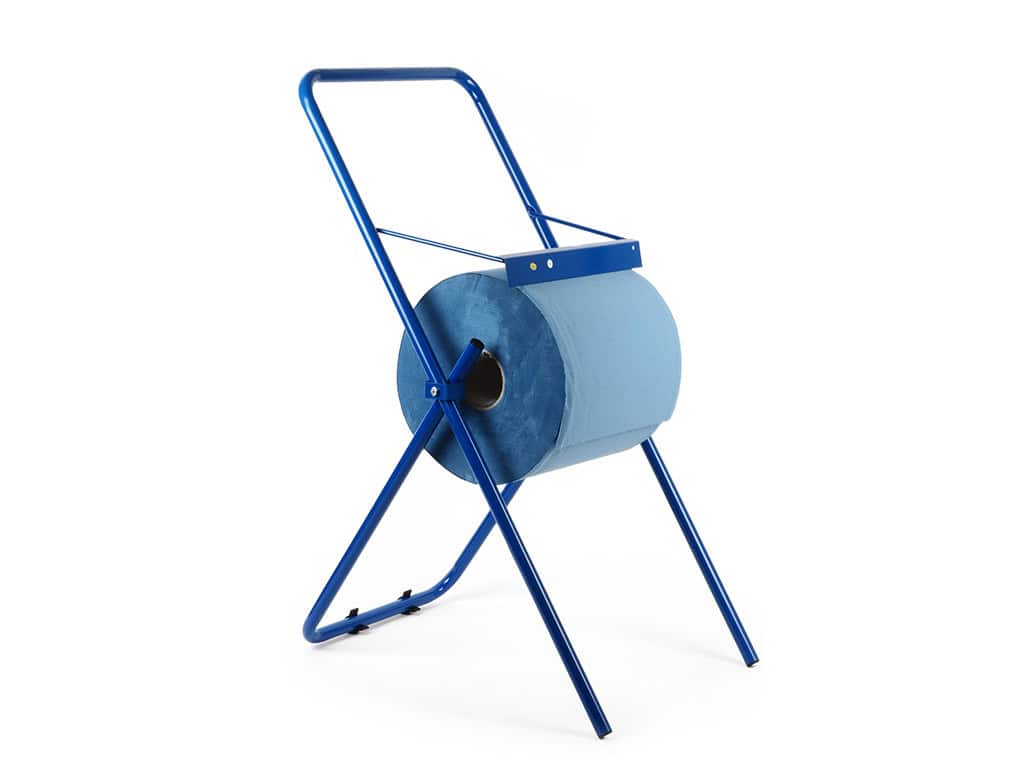 [HP-99521] Putztuchrollen Spender Quicky, Bodenständer Metall Blau für Rollen bis 30 cm Breite