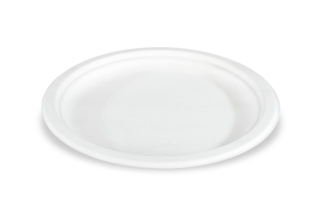 [SY-663451] Teller aus  Zuckerrohr, rund, 23 cm, weiss,  10x50 Stück / Karton