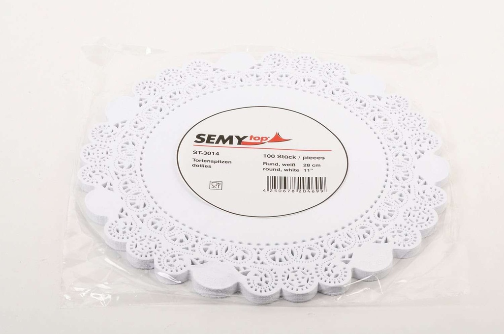 [ST-3014] Tortenspitzen RUND, Weiss, 28 cm, 20x100 Stk, 1 Karton