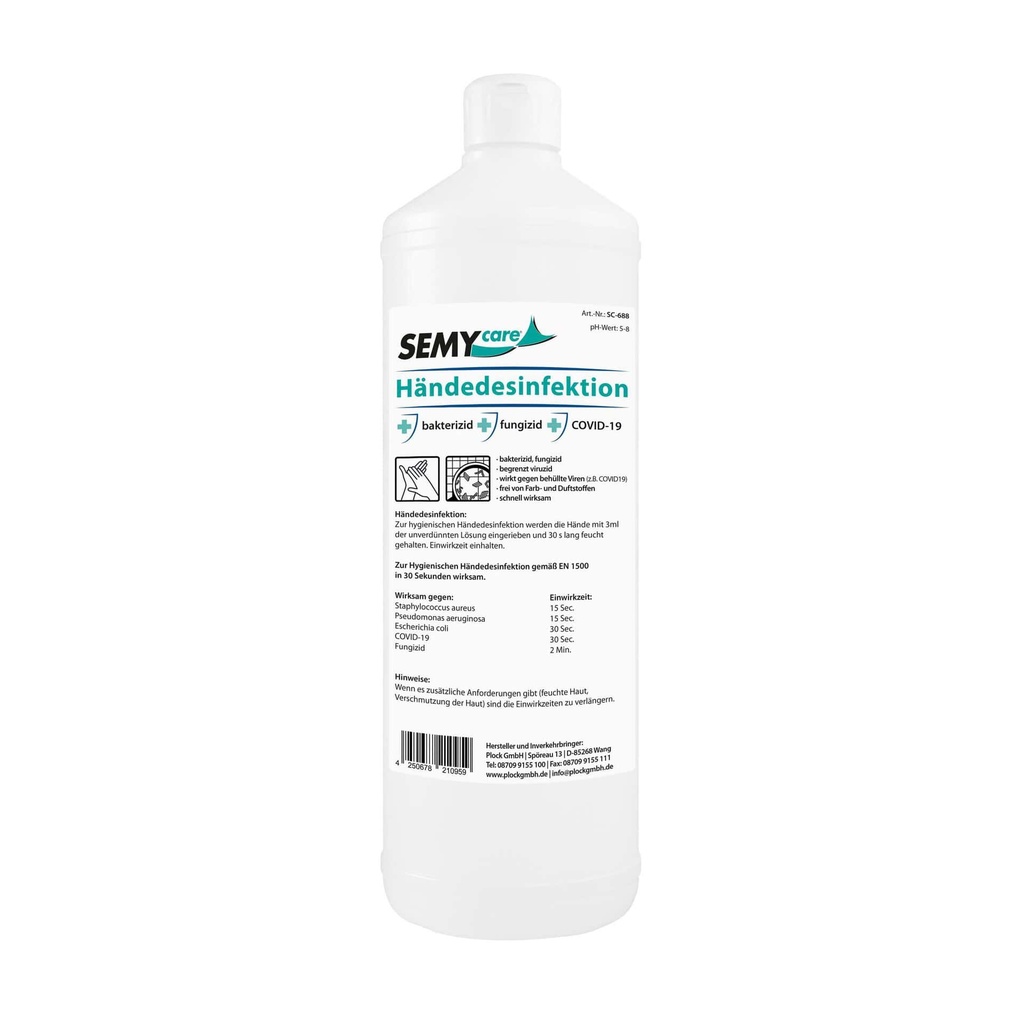 [SemyCare SC-688] Händedesinfektion 12x1 Liter, inkl. 1 Sprühkopf, SemyCare , VOC-Gehalt: 80 %, 1 Karton