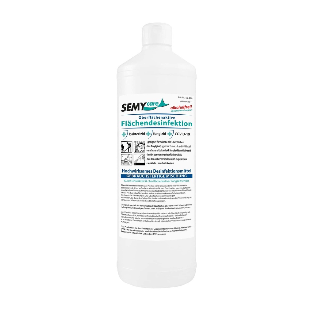 [SemyCare SC-589] Oberflächenaktive Flächendesinfektion mit Langzeitwirkung. 6x1 Liter, Semy Care, 1 Karton