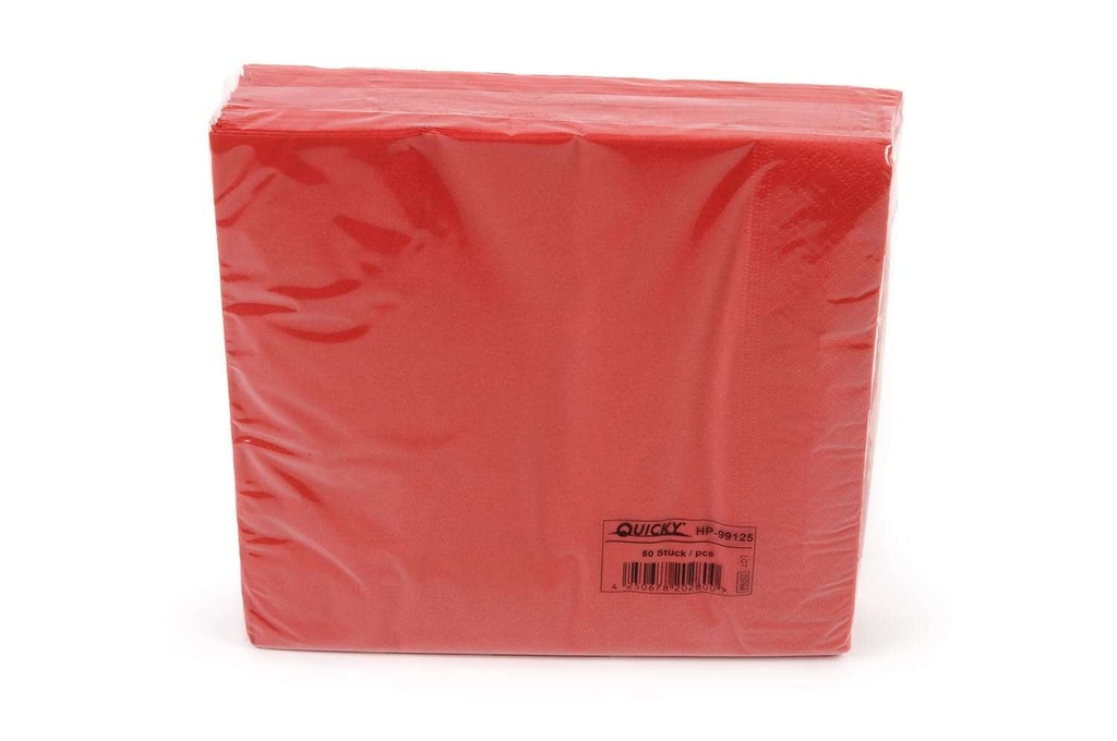 [Quicky HP-99125] Zelltuchserviette, ROT, Quicky, 40x40 cm, 2-lagig, 1/4 Falz, 100 % Zellstoff, 28 Pack x 50 Stück, 1.400 Stück