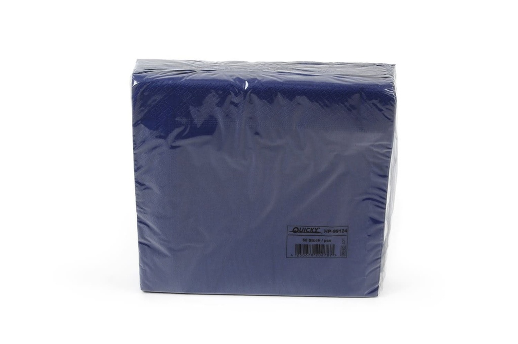 [Quicky HP-99124] Zelltuchserviette, BLAU, Quicky, 40x40 cm, 2-lagig, 1/4 Falz, 100 % Zellstoff, 28 Pack x 50 Stück, 1.400 Stück