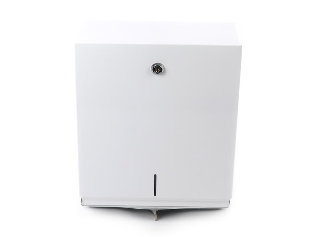 [Funny AG-671] Falthandtuchspender, Funny, Weiss, Metall, für ca 500 Blatt, V-Falz-Tücher, abschliessbar, 270x330x130 mm