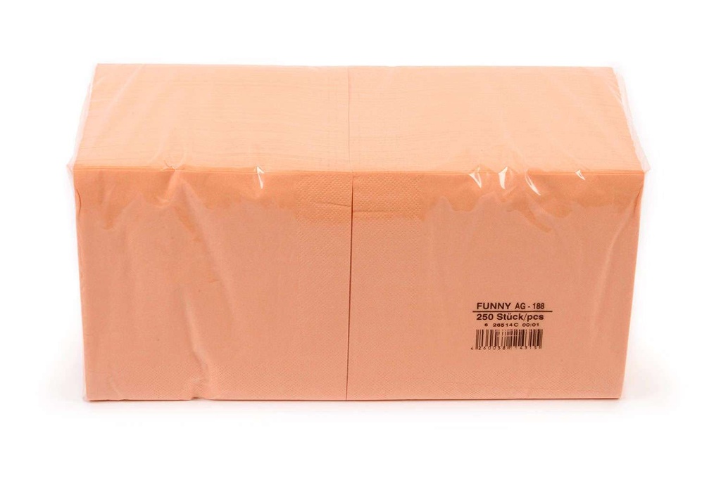 [FUNNY AG-188] Zelltuchserviette, APRIKOT, Funny, 33x33 cm, 3-lagig, 1/4 Falz, 100 % Zellstoff, 4Pack x 250 Stück, 1.000 Stück