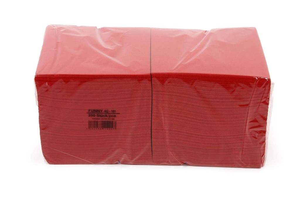 [Funny AG-181] Funny Zelltuchserviette, ROT, Funny, 33x33 cm, 3-lagig, 1/4 Falz, 100 % Zellstoff, 4Pack x 250 Stück, 1.000 Stück