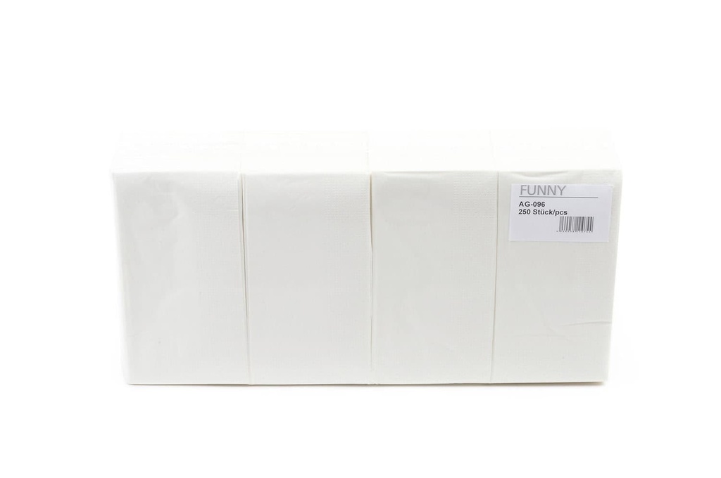 [Funny AG-096] Tafelservietten, hochweiss, 33x33 cm, 2-lagig, 1/8 Falz, Buchfalz, Funny, 100% Zellstoff, 8 Pack x 250 Stück, 2.000 Stück