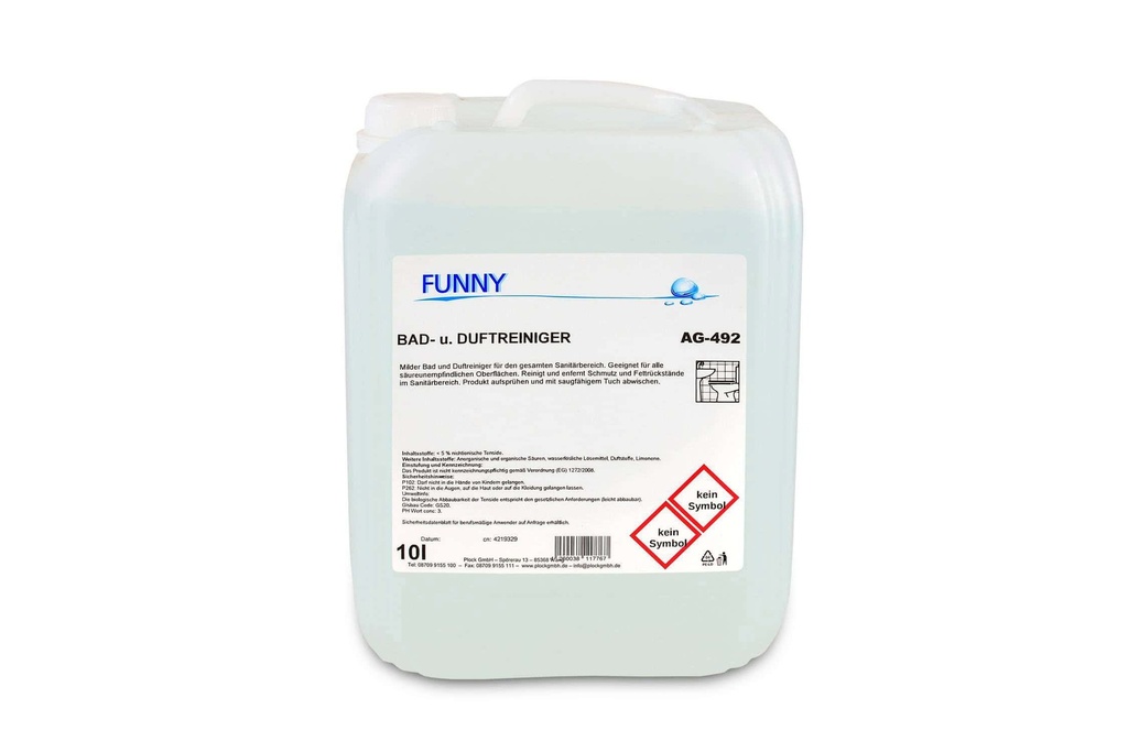 [Funny AG-492] Bad- und Duftreiniger+Schäumer, 10 Liter,  Funny, pH-Wert: 2%, VOC-Gehalt: 3%, 1 Kanister
