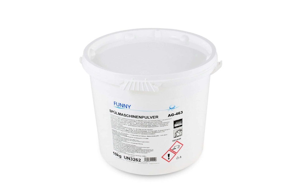 [Funny AG-463] Spülmaschinenpulver CL, Funny, 10 liter, 12 kg, pH-Wert: >12, Gefahrengut UN3262 10 Punkte je 10 Liter, VOC-Gehalt:0%