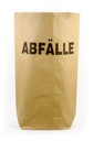 Papiermüllsäcke, braun, Kraftpapier, ca. 70 Liter, Funny, bedruckt "Abfälle", 550x850+200mm, 25 Stück gebündelt