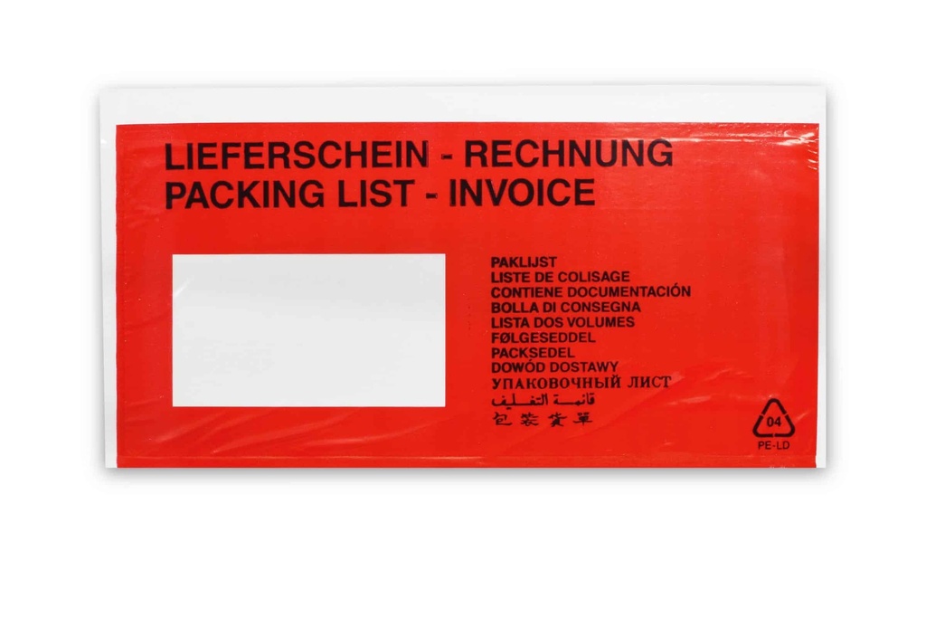[Funny AG-300] Lieferscheintasche ROT, Funny, PP, 240x130 mm, 1.000 Stück