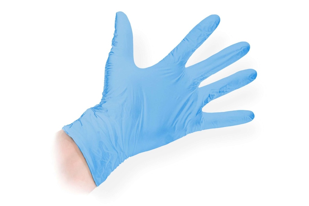Nitril Einweghandschuhe Blau Grösse M, puderfrei, Samy Care,  im Spenderkarton, 10 x 100 Stk.