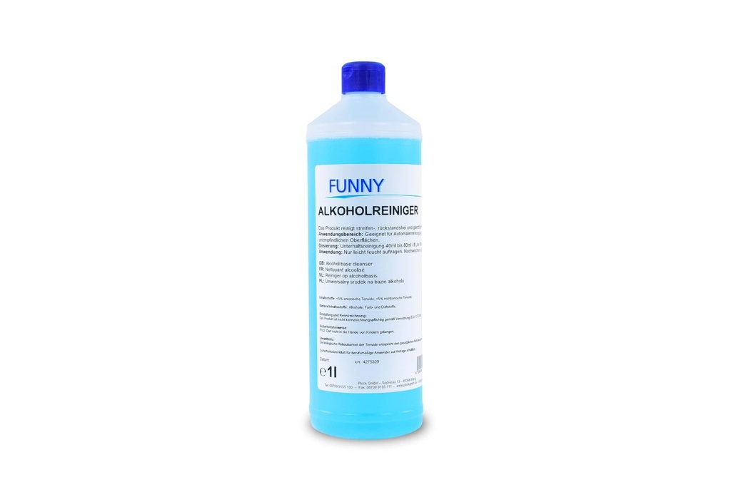 [FUNNY AG-474] Alkoholreiniger, 12x1 l Rundflasche, Funny,  pH-Wert: 7-8 VOC-Gehalt 2%, 1 Karton