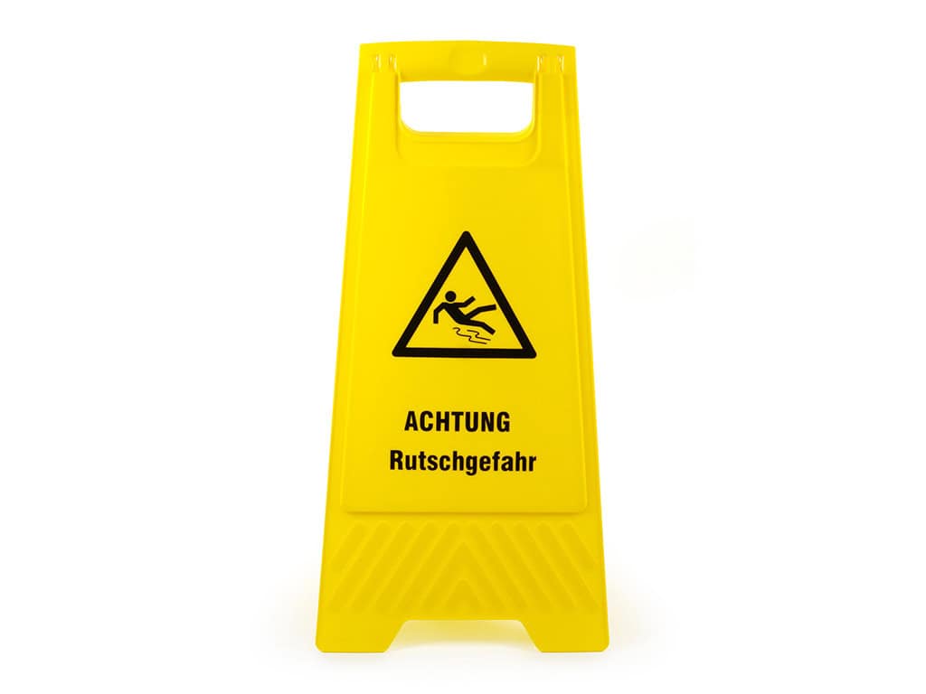 [SemyTop ST-2045] Warnschild "ACHTUNG RUTSCHGEFAHR" gelb, ca 61 cm hoch, ca 30 cm, breit, beidseitig bedruckt, 1 Stück
