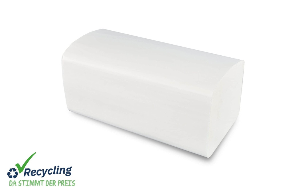 [SemyTop ST-88060] Papierhandtuch, 2-lagig, Semy Top, Recyclingpapier, weiss, geprägt, 24x21 cm ZZ/V-Falz, verklebt, gefaltet, 24x10,5 cm, 4.000 Stück